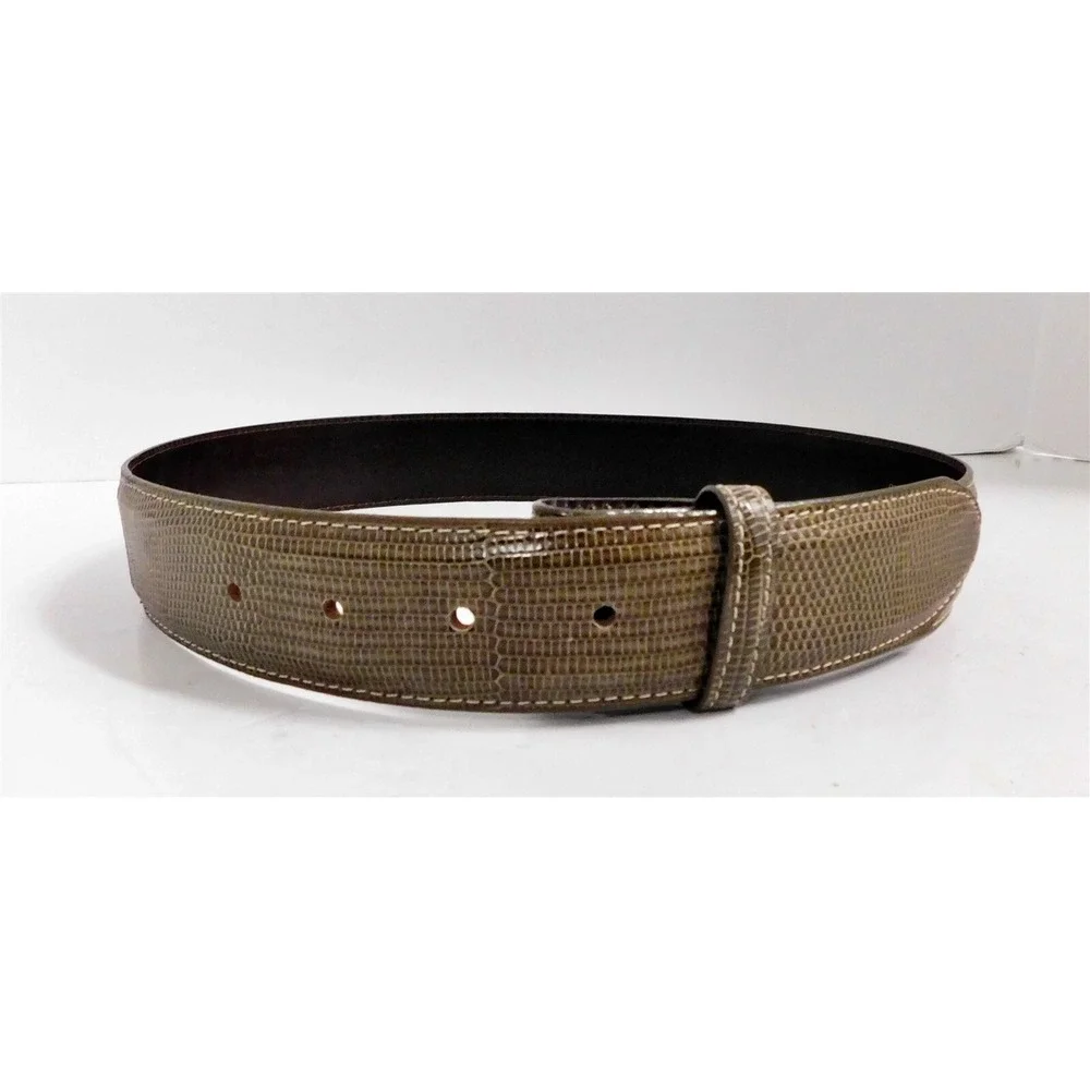 New Genuine‎ Khaki Brown Reptile Belt No Buckle sz 28